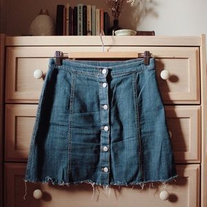 Button up denim mini skirt